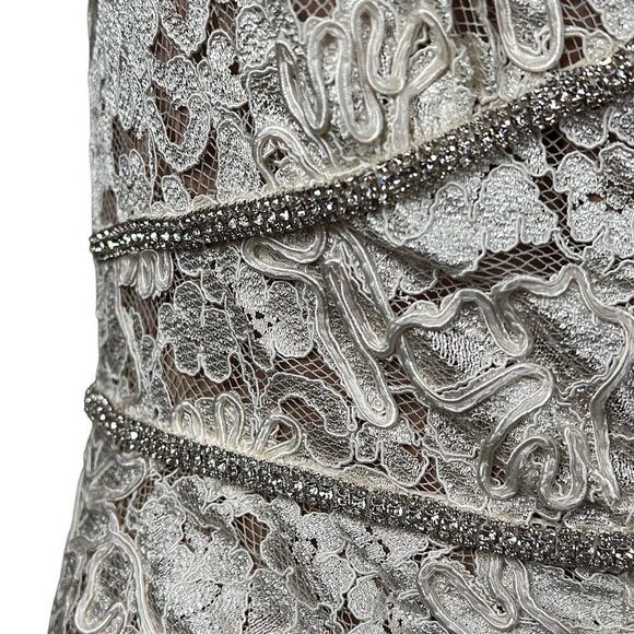 Self-Portrait Cream Cord Lace Diamanté Midi Dress Size US 6 / UK 10 NWT (035) - Picture 7 of 16